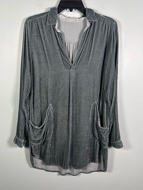 CP Shades Velvet Popover Silk Blend Top Tunic Lagenlook XS Oversized